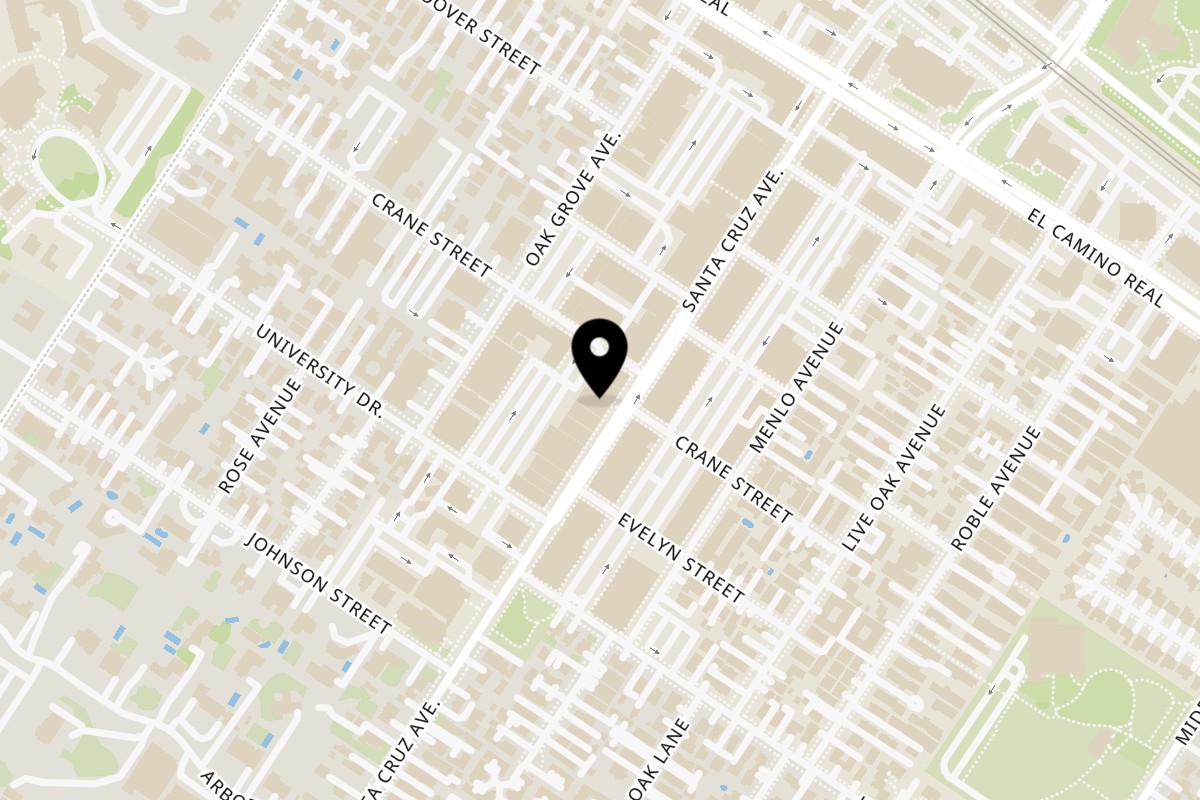 Map showing the location of Roma Restaurant on 820 Santa Cruz Avenue in Menlo Park
